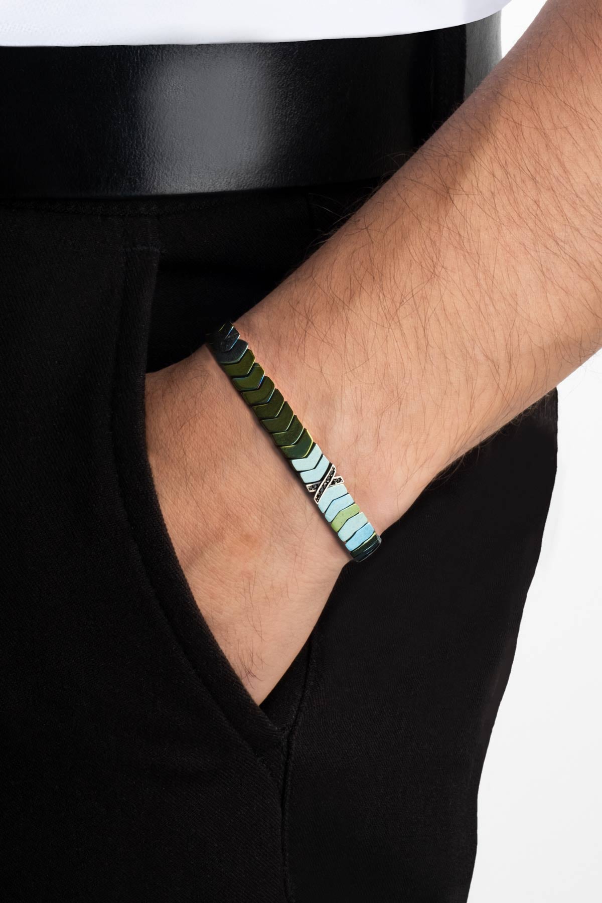 Hematit Taşlı Ayarlanabilir Gümüş Bileklik 07273529999