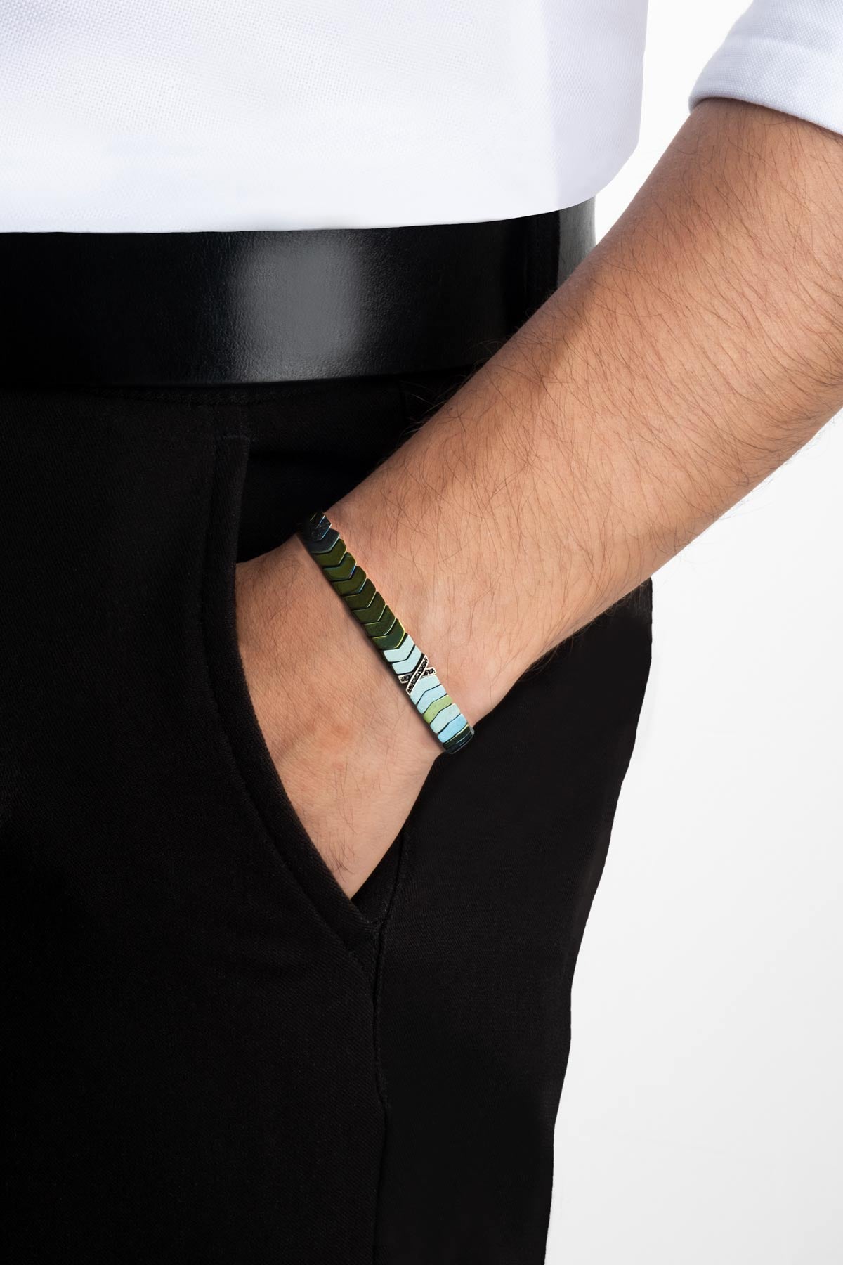 Hematit Taşlı Ayarlanabilir Gümüş Bileklik 07273529999