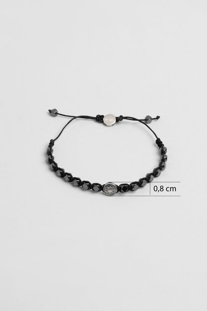 Kutup Yıldızı Figürlü Hematit Taşlı Ayarlanabilir Gümüş Erkek Bileklik 07273599999