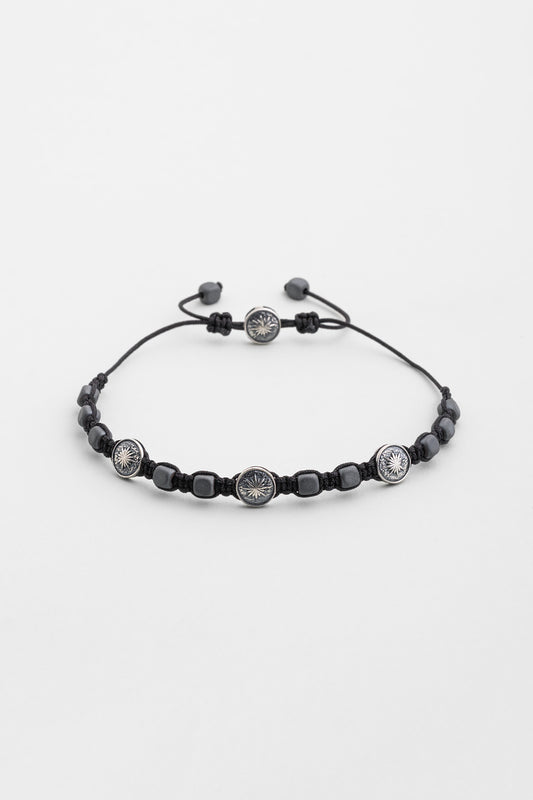 Hematit Taşlı Kutup Yıldızı Figürlü Gümüş Erkek Bileklik 07273619999