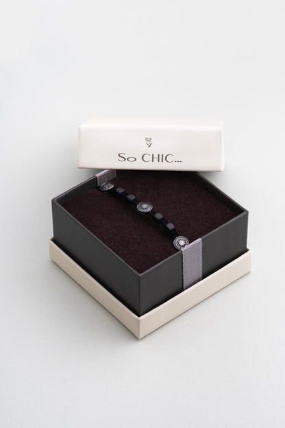 Hematit Taşlı Kutup Yıldızı Figürlü Gümüş Erkek Bileklik 07273619999