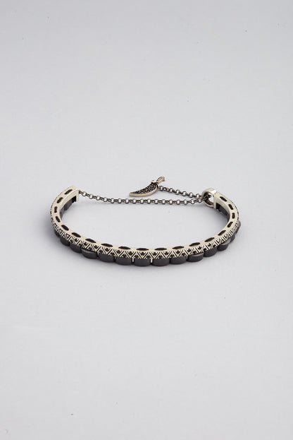 Hematit Taşlı Antik Gümüş Erkek Bileklik 07273629999