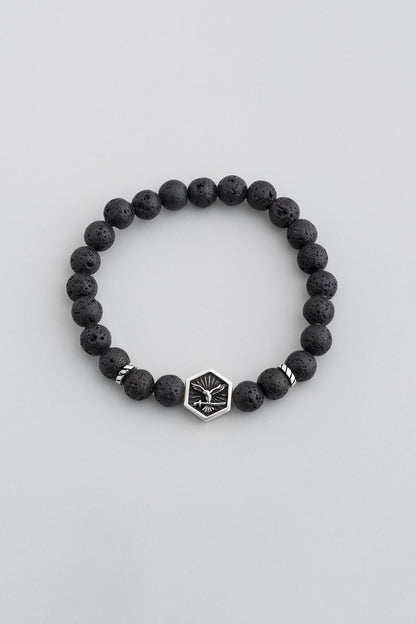 Attila'nın Kılıcı Gümüş Lav Taşlı Ayarlanabilir Erkek Bileklik 07273660299