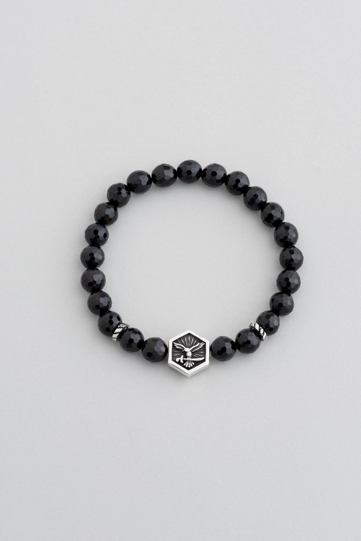 Attila'nın Kılıcı Gümüş Oniks Taşlı Ayarlanabilir Erkek Bileklik 07273662199