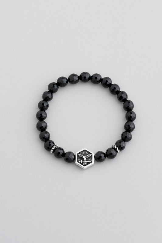 Attila'nın Kılıcı Gümüş Oniks Taşlı Ayarlanabilir Erkek Bileklik 07273662199