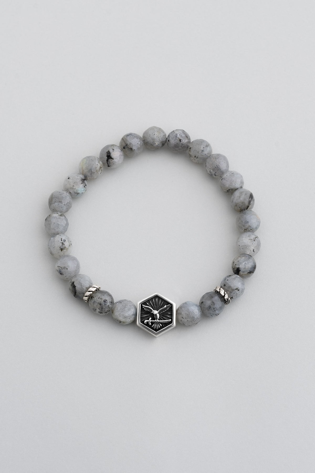 Attila'nın Kılıcı Gümüş Labrodorit Taşlı Ayarlanabilir Erkek Bileklik 07273669099