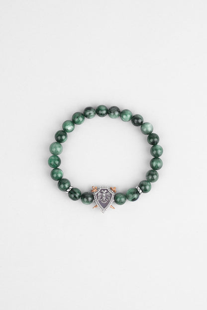 Selçuklu Kartalı Yeşil Akik Taşlı Cilalı Gümüş Erkek Bileklik 07273670499