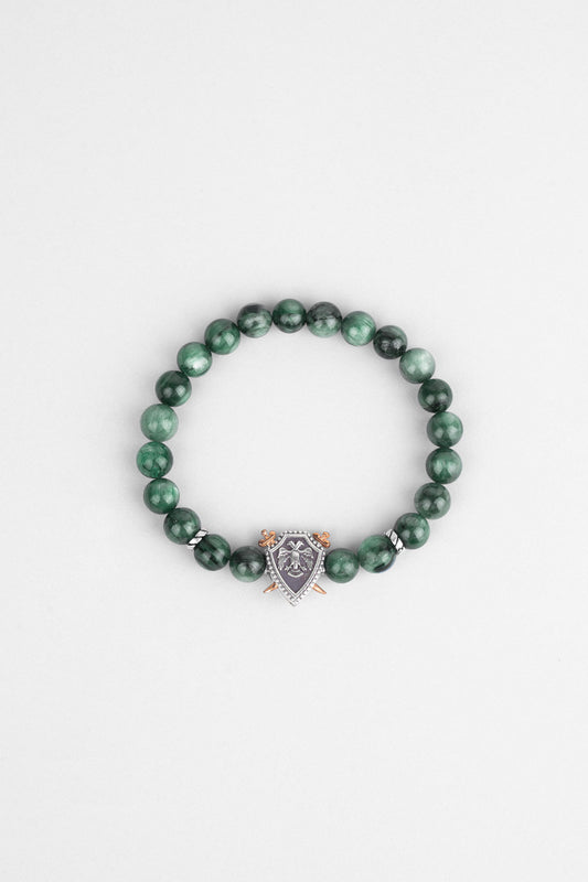 Selçuklu Kartalı Yeşil Akik Taşlı Cilalı Gümüş Erkek Bileklik 07273670499