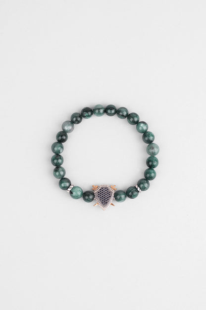 Selçuklu Kartalı Yeşil Akik Taşlı Cilalı Gümüş Erkek Bileklik 07273670499