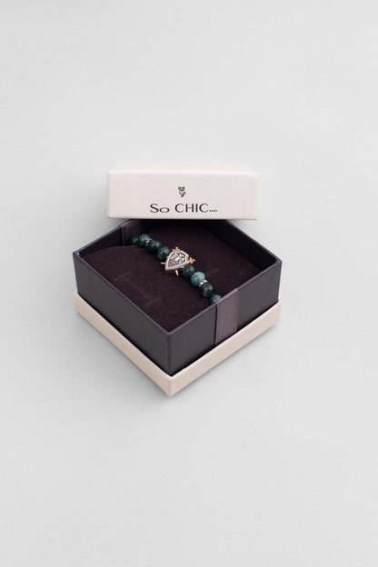 Selçuklu Kartalı Yeşil Akik Taşlı Cilalı Gümüş Erkek Bileklik 07273670499