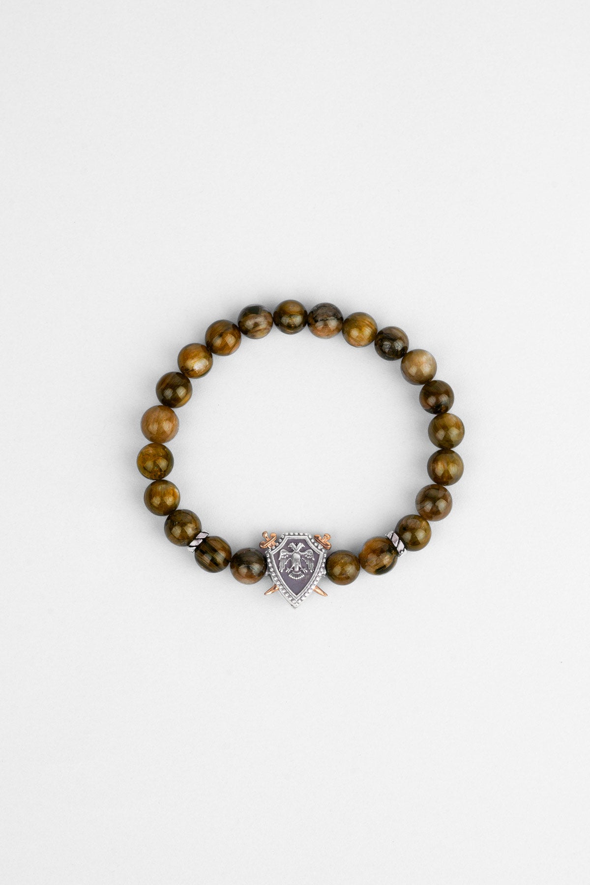 Selçuklu Kartalı Kaplan Gözü Taşlı Cilalı Gümüş Erkek Bileklik 07273671199