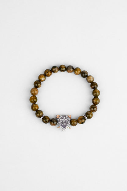 Selçuklu Kartalı Kaplan Gözü Taşlı Cilalı Gümüş Erkek Bileklik 07273671199