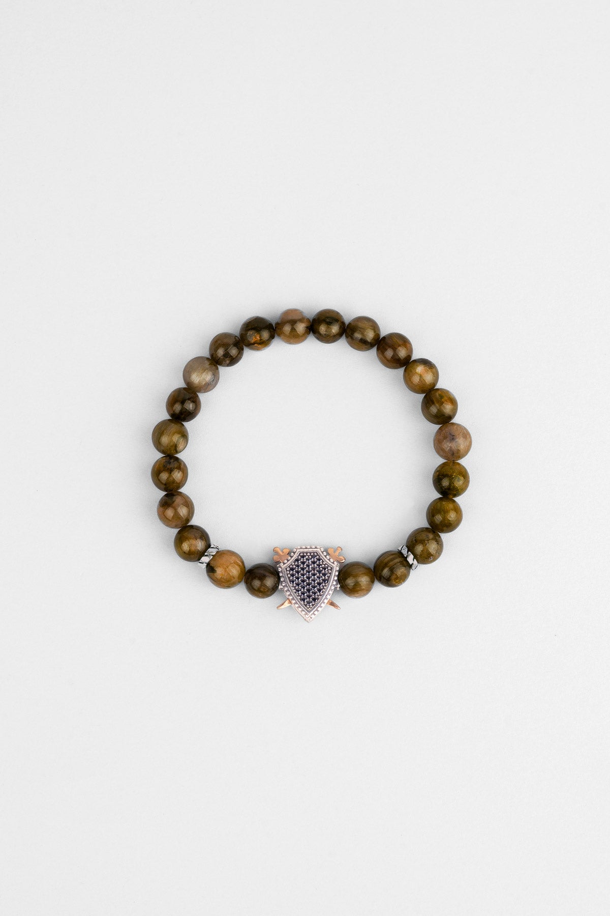 Selçuklu Kartalı Kaplan Gözü Taşlı Cilalı Gümüş Erkek Bileklik 07273671199