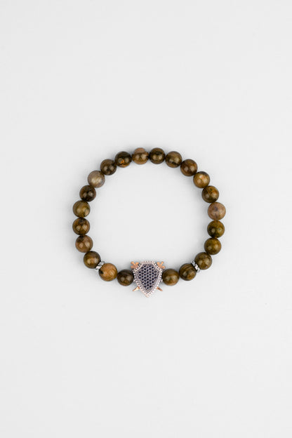 Selçuklu Kartalı Kaplan Gözü Taşlı Cilalı Gümüş Erkek Bileklik 07273671199