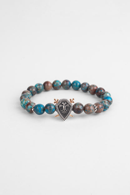 Selçuklu Kartalı Varisit Taşlı Cilalı Gümüş Erkek Bileklik 07273671499