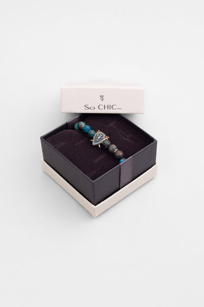 Selçuklu Kartalı Varisit Taşlı Cilalı Gümüş Erkek Bileklik 07273671499