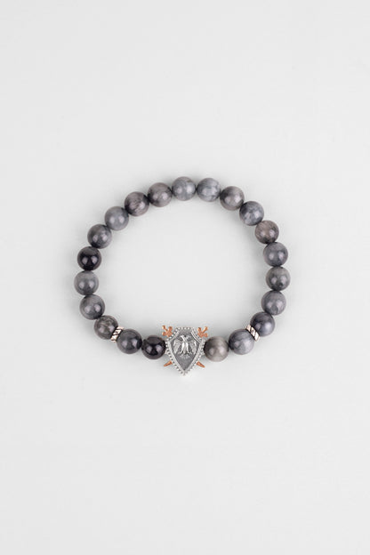 Selçuklu Kartalı Kartal Gözü Taşlı Cilalı Gümüş Erkek Bileklik 07273679099