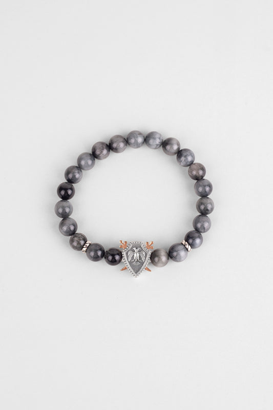 Selçuklu Kartalı Kartal Gözü Taşlı Cilalı Gümüş Erkek Bileklik 07273679099