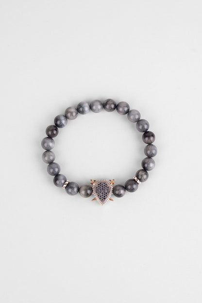 Selçuklu Kartalı Kartal Gözü Taşlı Cilalı Gümüş Erkek Bileklik 07273679099