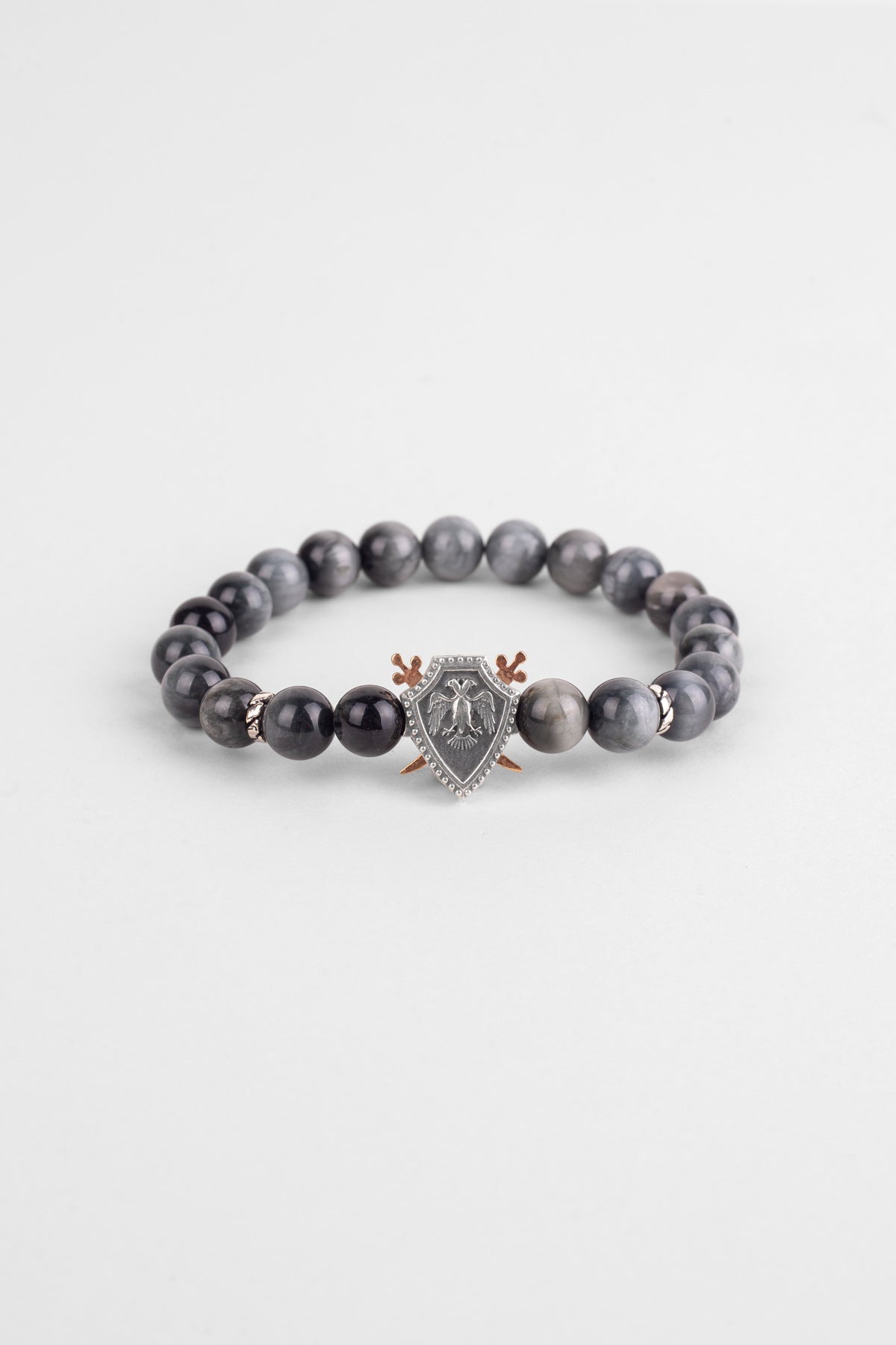 Selçuklu Kartalı Kartal Gözü Taşlı Cilalı Gümüş Erkek Bileklik 07273679099