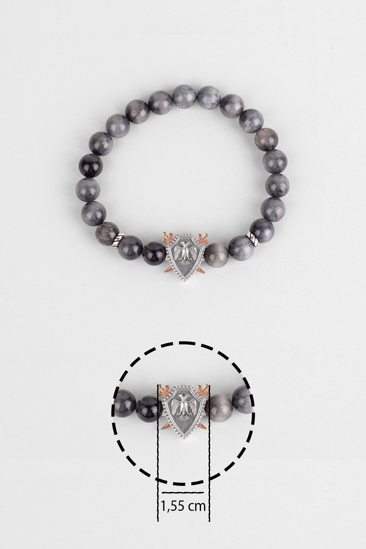 Selçuklu Kartalı Kartal Gözü Taşlı Cilalı Gümüş Erkek Bileklik 07273679099