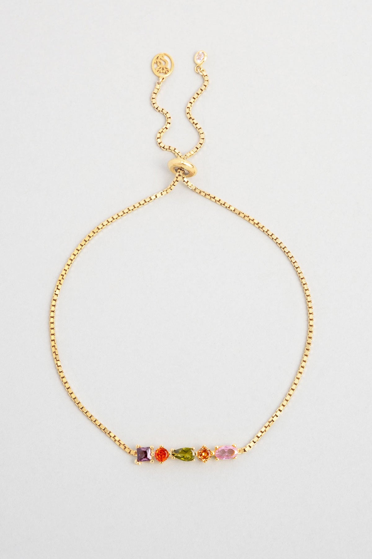 Renkli Taşlı 18 Ayar Sarı Altın Kaplama Ayarlanabilir Gümüş Bileklik 07283271344