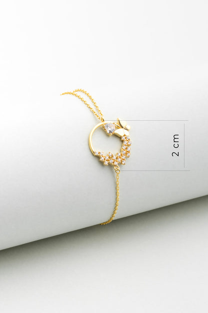 Aşk Kelebeği 18 Ayar Sarı Altın Kaplama 20 Cm Gümüş Bileklik 07263500144