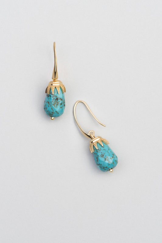 Akdeniz Melodisi 18 Ayar Sarı Altın Kaplama Gümüş Doğal Taşlı Küpe 07293031644