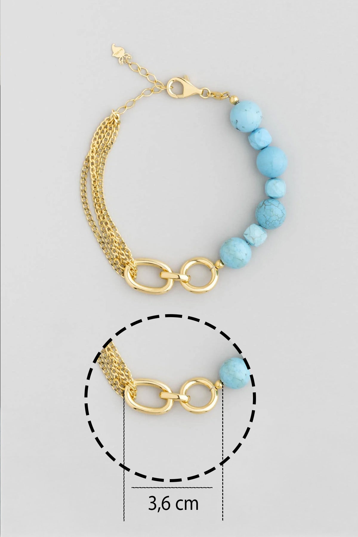 Mistik Yolculuk 18 Ayar Sarı Altın Kaplama 21 Cm Gümüş Bileklik 07293381644