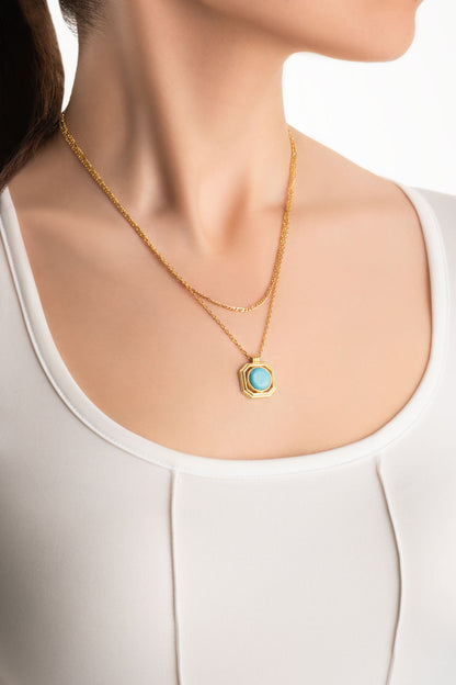 Mistik Kapı 18 Ayar Sarı Altın Kaplama Gümüş Kolye 07293401644