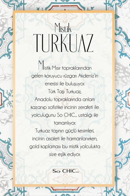Turkuaz Rüyası 18 Ayar Sarı Altın Kaplama Doğal Taşlı Ayarlanabilir Gümüş Yüzük 07293411644