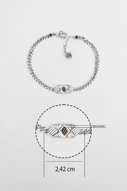 Athena'nın Kalkanı 14 Ayar Altın Erkek Gümüş Zincir Bileklik 07295009999