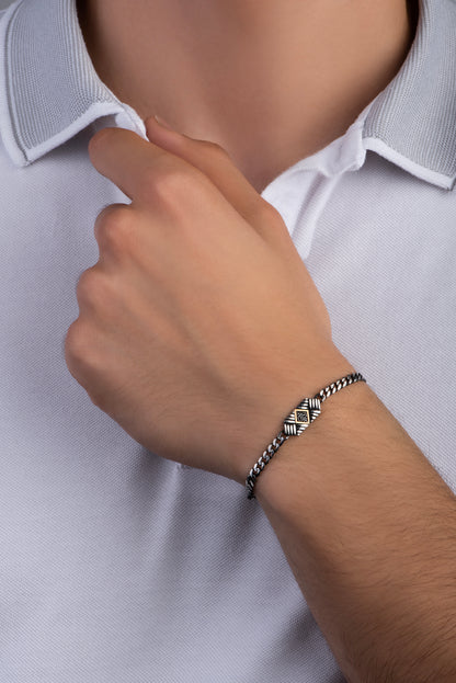 Athena'nın Kalkanı 14 Ayar Altın Erkek Gümüş Zincir Bileklik 07295009999