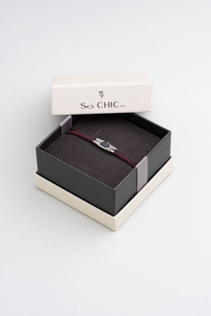 Kahverengi Ipli 14 Ayar Altın Erkek Gümüş Ipli Bileklik 07295101199