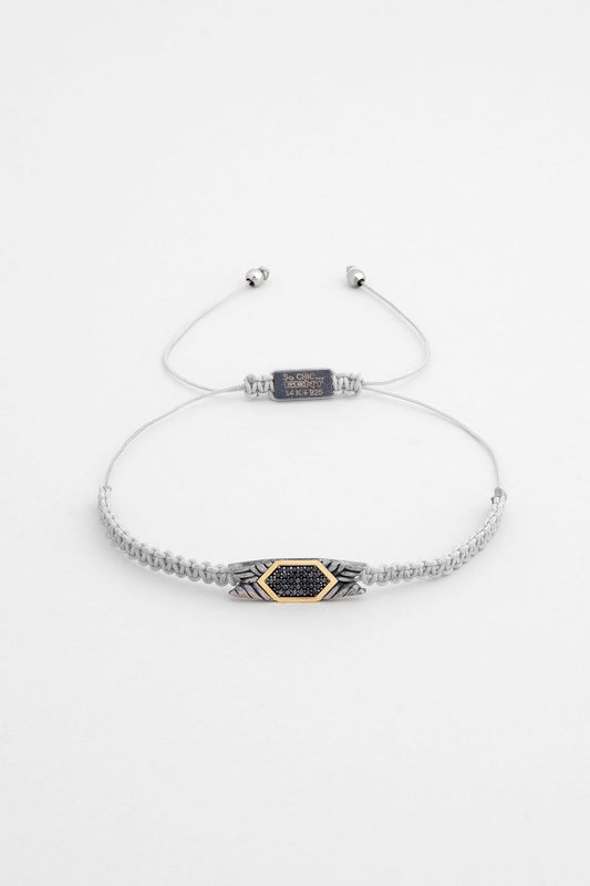 Gri Ipli 14 Ayar Altın Erkek Gümüş Ipli Bileklik 07295109099