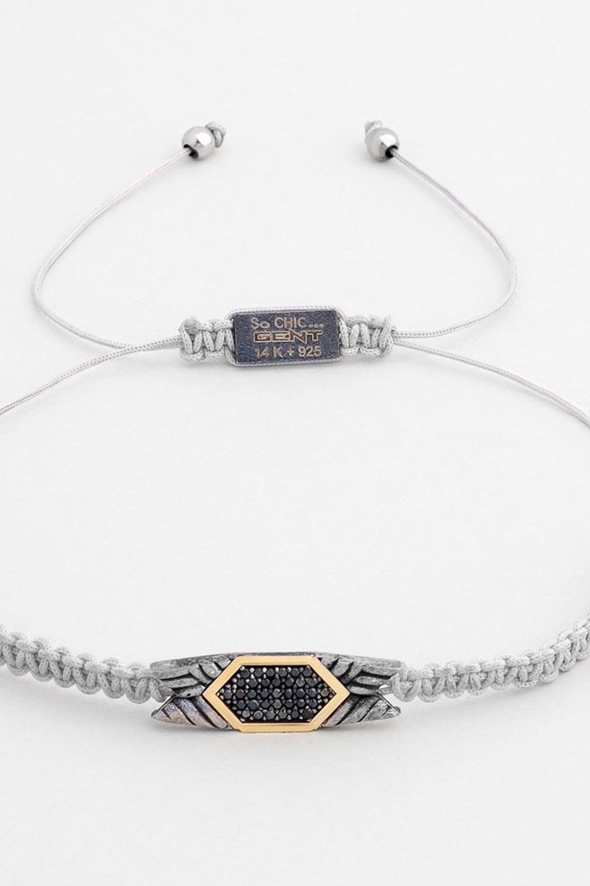 Gri Ipli 14 Ayar Altın Erkek Gümüş Ipli Bileklik 07295109099