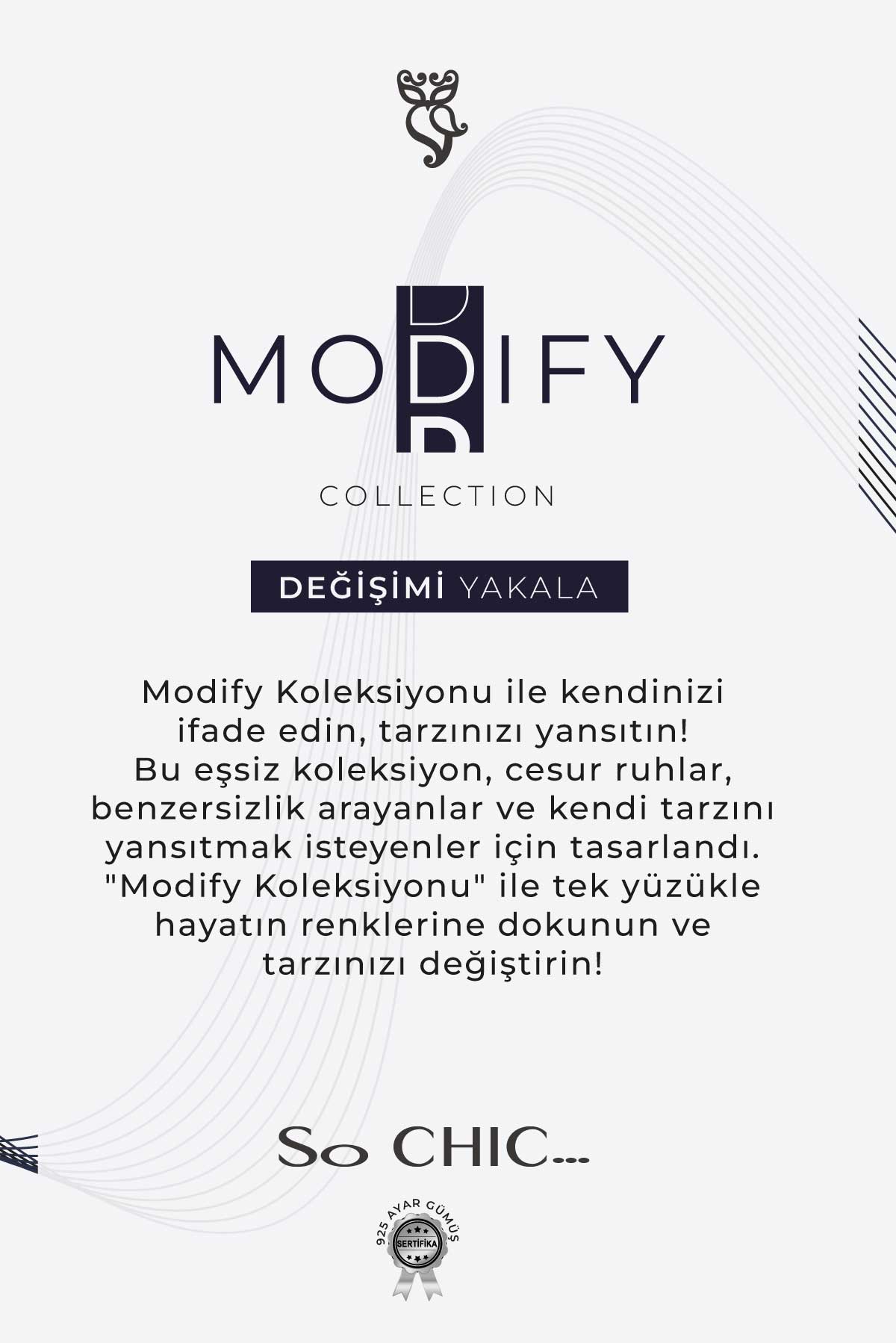 Modify Koleksiyonu Kaplan Gözü Taşlı Gümüş Yüzük Parçası 07296089299
