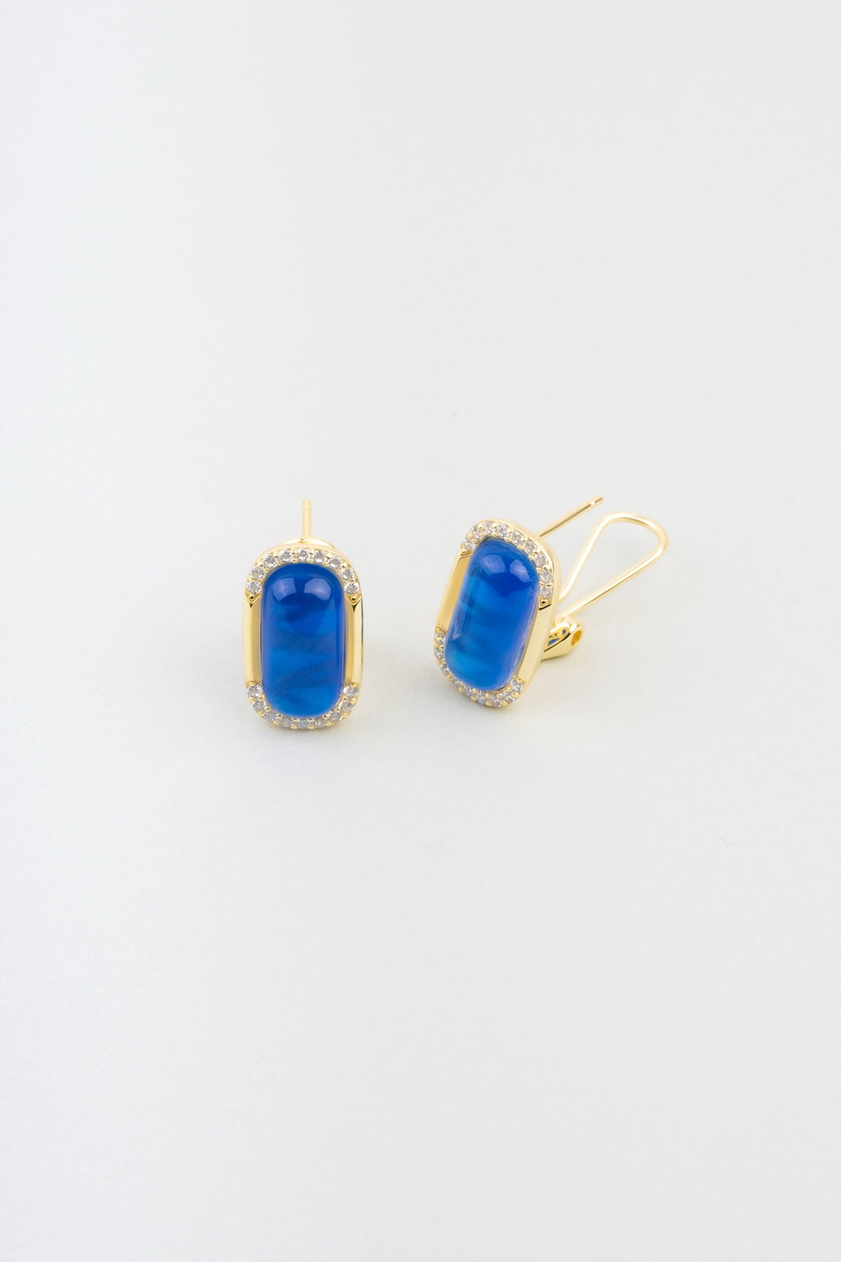 Safir Yolculuğu 18 Ayar Sarı Altın Kaplama Gümüş Küpe 07297070544