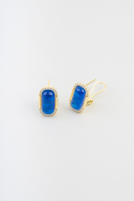 Safir Yolculuğu 18 Ayar Sarı Altın Kaplama Gümüş Küpe 07297070544