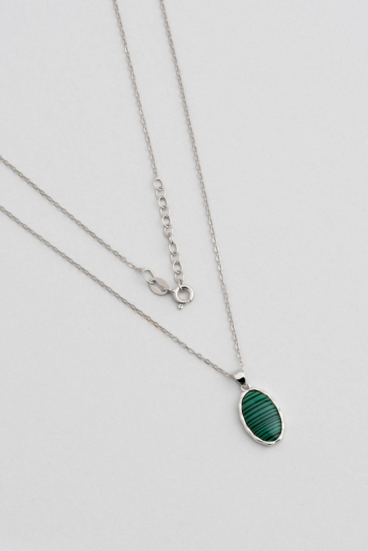 Green Malahit 18 Ayar Sarı Altın Kaplama 43 Cm Gümüş Minimal Kolye 07299350499