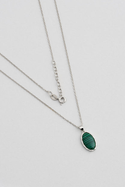 Green Malahit 18 Ayar Sarı Altın Kaplama 43 Cm Gümüş Minimal Kolye 07299350499