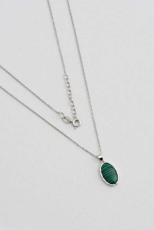 Green Malahit 18 Ayar Sarı Altın Kaplama 43 Cm Gümüş Minimal Kolye 07299350499