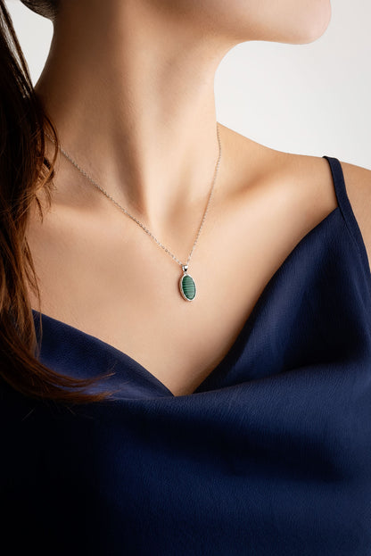 Green Malahit 18 Ayar Sarı Altın Kaplama 43 Cm Gümüş Minimal Kolye 07299350499