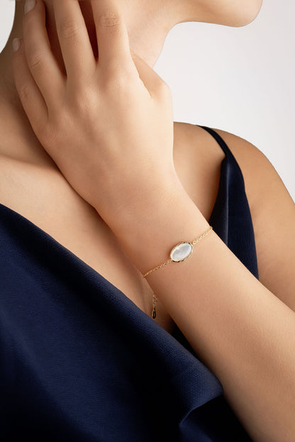 Mirror 18 Ayar Sarı Altın Kaplama 19 Cm Gümüş Minimal Bileklik 07299364644