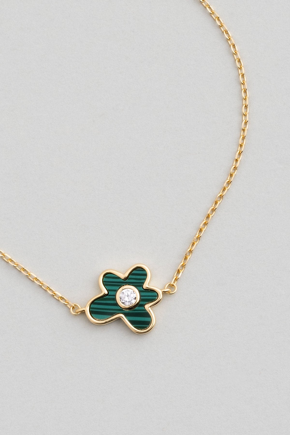 Malahit Çiçeği 18 Ayar Sarı Altın Kaplama 19 Cm Gümüş Bileklik 07299470444