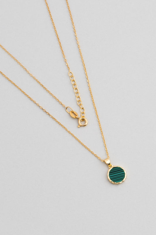 Malahit Işığı 18 Ayar Sarı Altın Kaplama 43 Cm Gümüş Minimal Kolye 07299540444