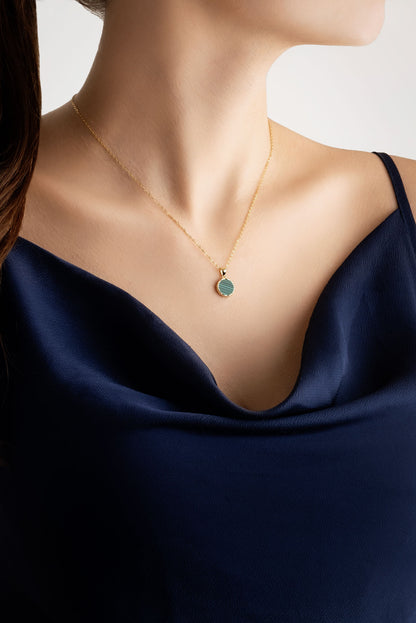 Malahit Işığı 18 Ayar Sarı Altın Kaplama 43 Cm Gümüş Minimal Kolye 07299540444