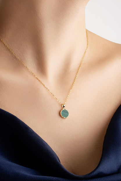 Malahit Işığı 18 Ayar Sarı Altın Kaplama 43 Cm Gümüş Minimal Kolye 07299540444
