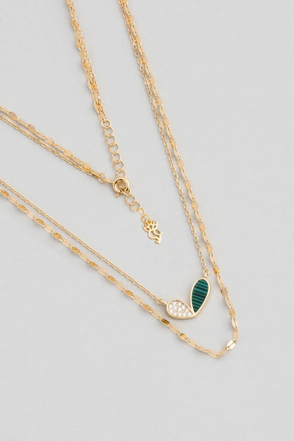 Lucky 18 Ayar Sarı Altın Kaplama 50 Cm Gümüş Ikili Kolye 07299590444