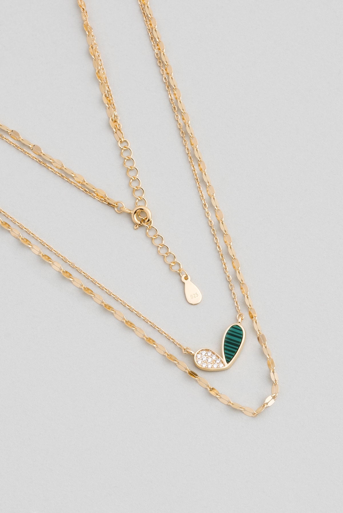 Lucky 18 Ayar Sarı Altın Kaplama 50 Cm Gümüş Ikili Kolye 07299590444